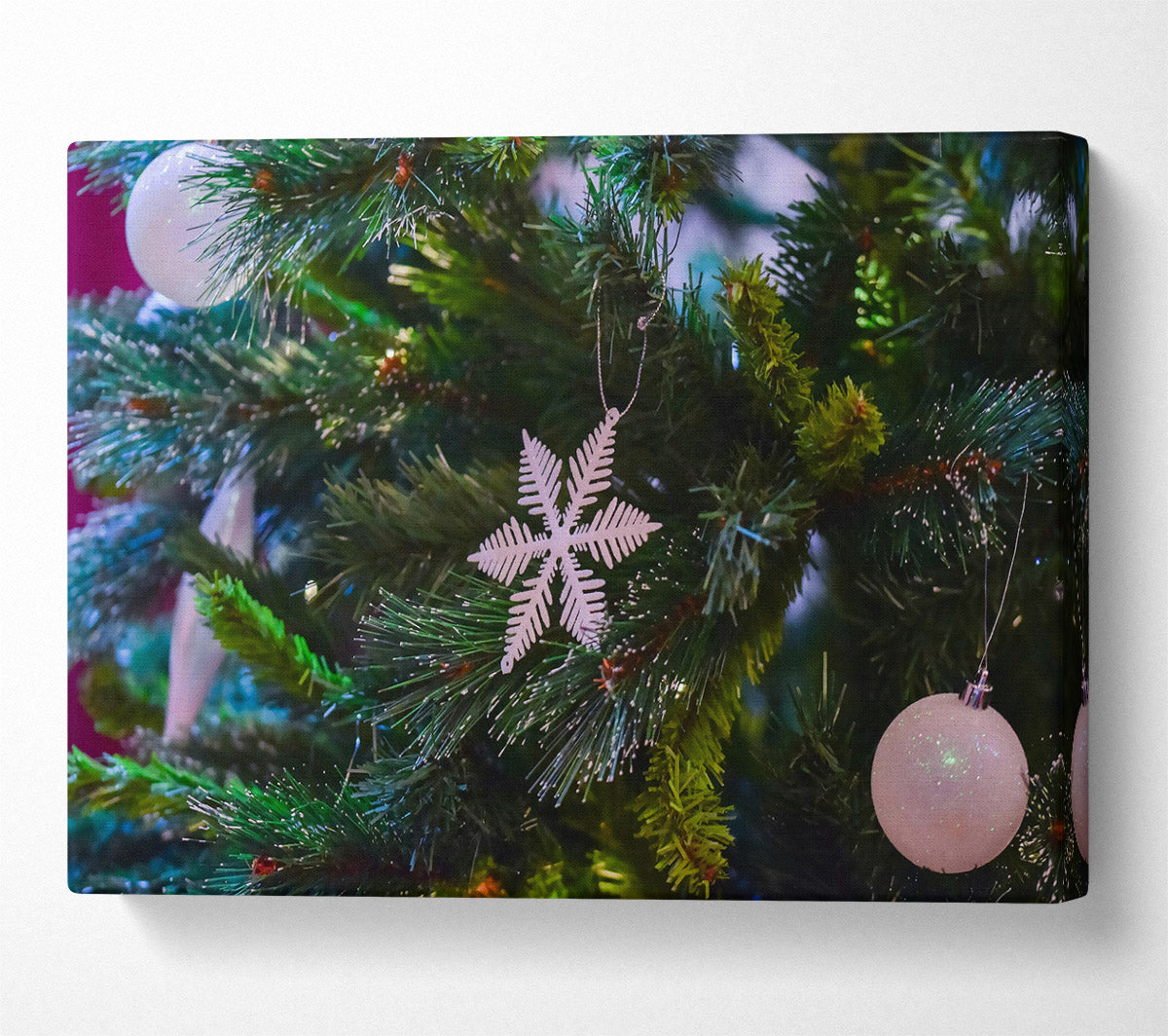White Snowflake Ornament Canvas Wall Art