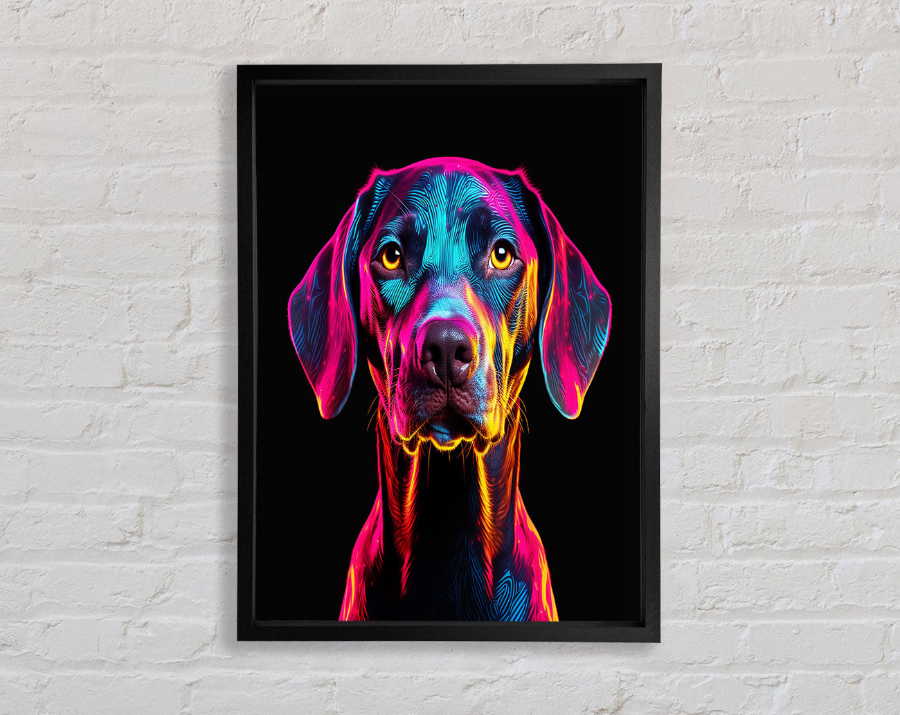 Neon Dog Framed Print