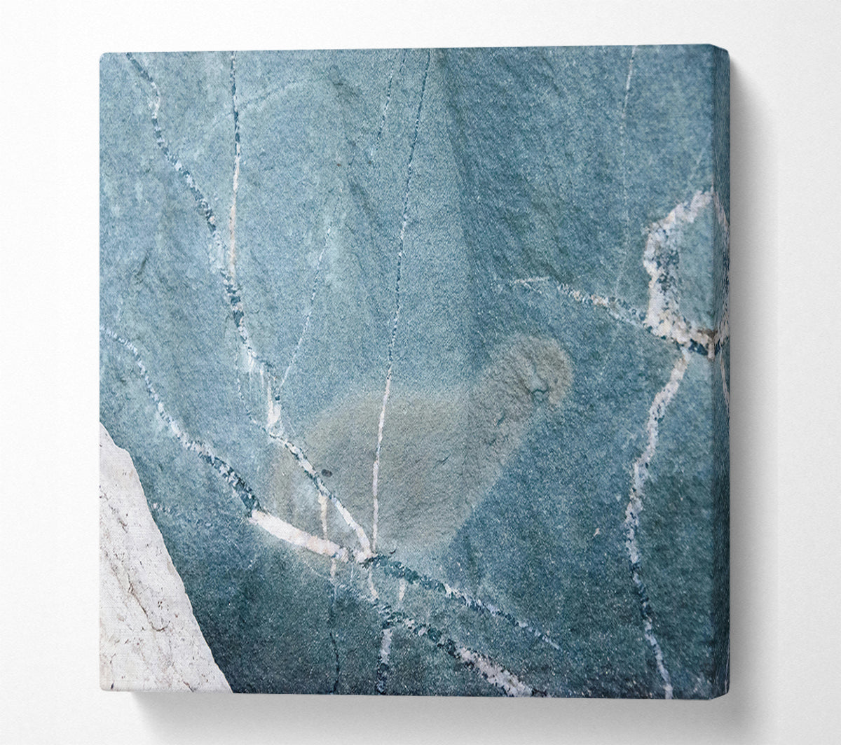 Teal Veined Stone Canvas Wall Art