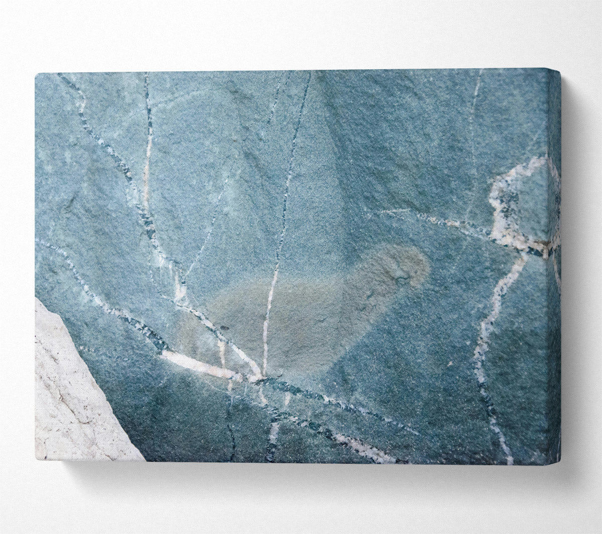 Teal Veined Stone Canvas Wall Art