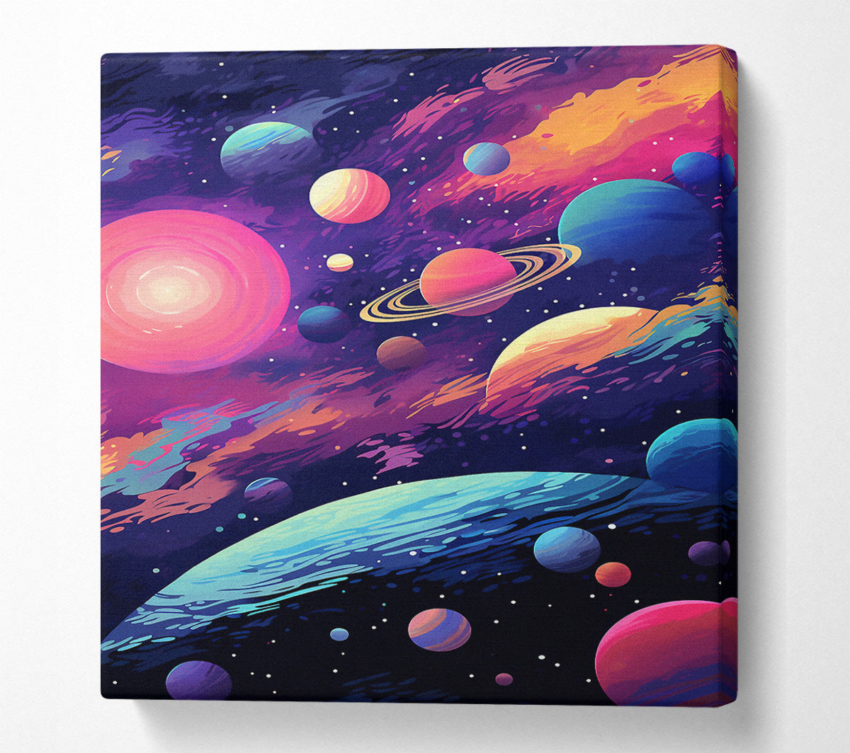 Planet Cosmic Brushstrokes Canvas Wall Art