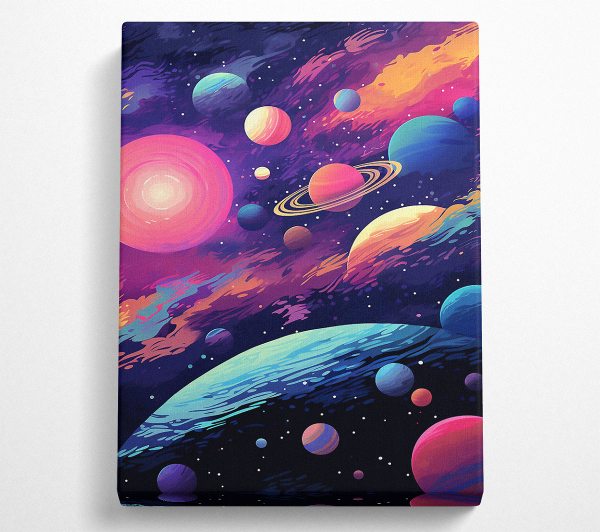 Planet Cosmic Brushstrokes Canvas Wall Art