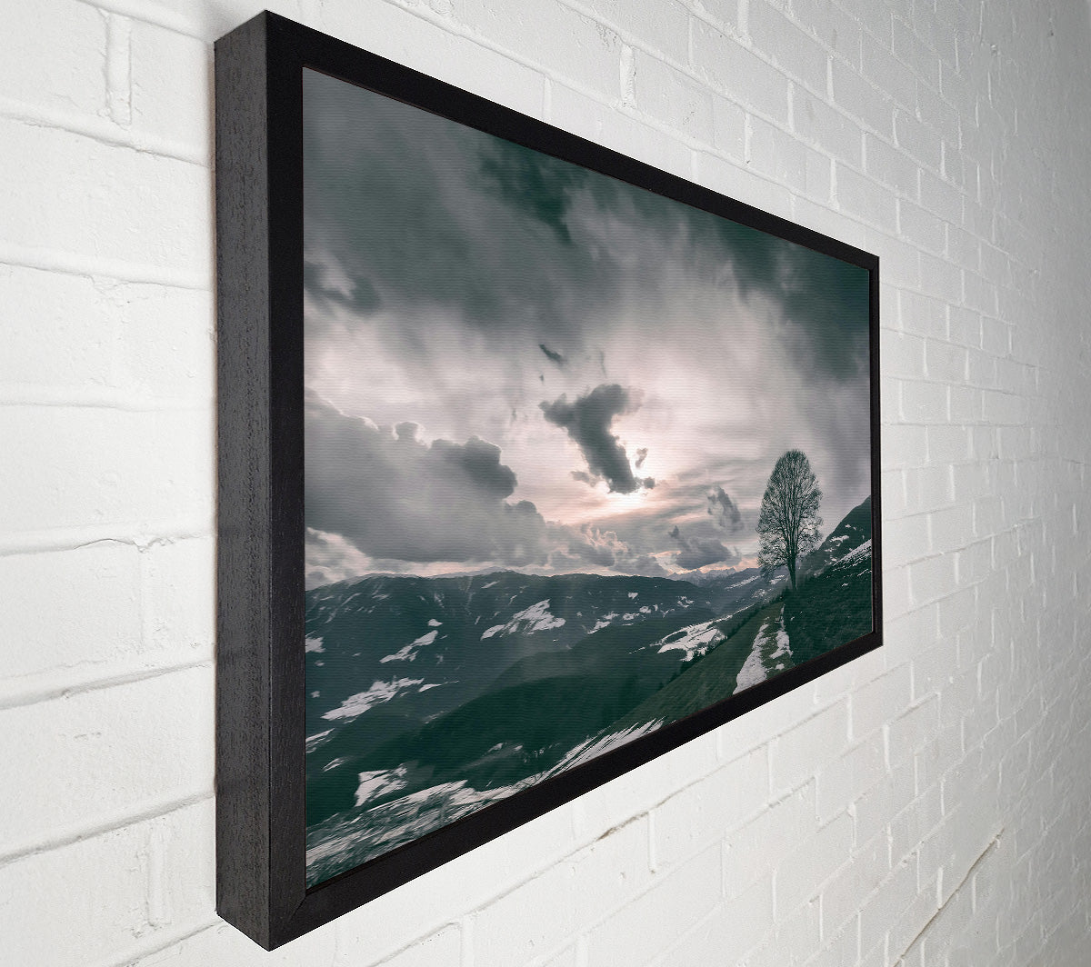 Grey Skies Over Mountains Canvas Wall Art
