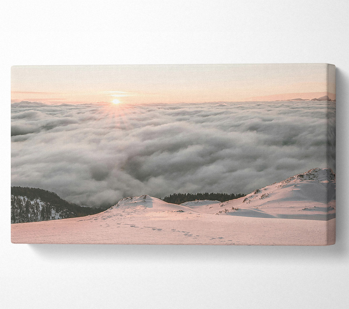 Pink Sky Above Clouds Canvas Wall Art