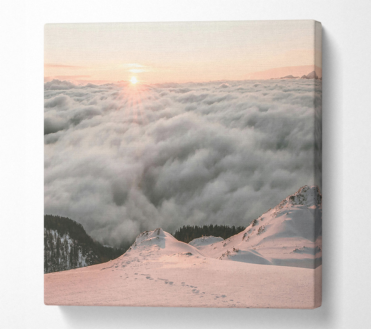 Pink Sky Above Clouds Canvas Wall Art