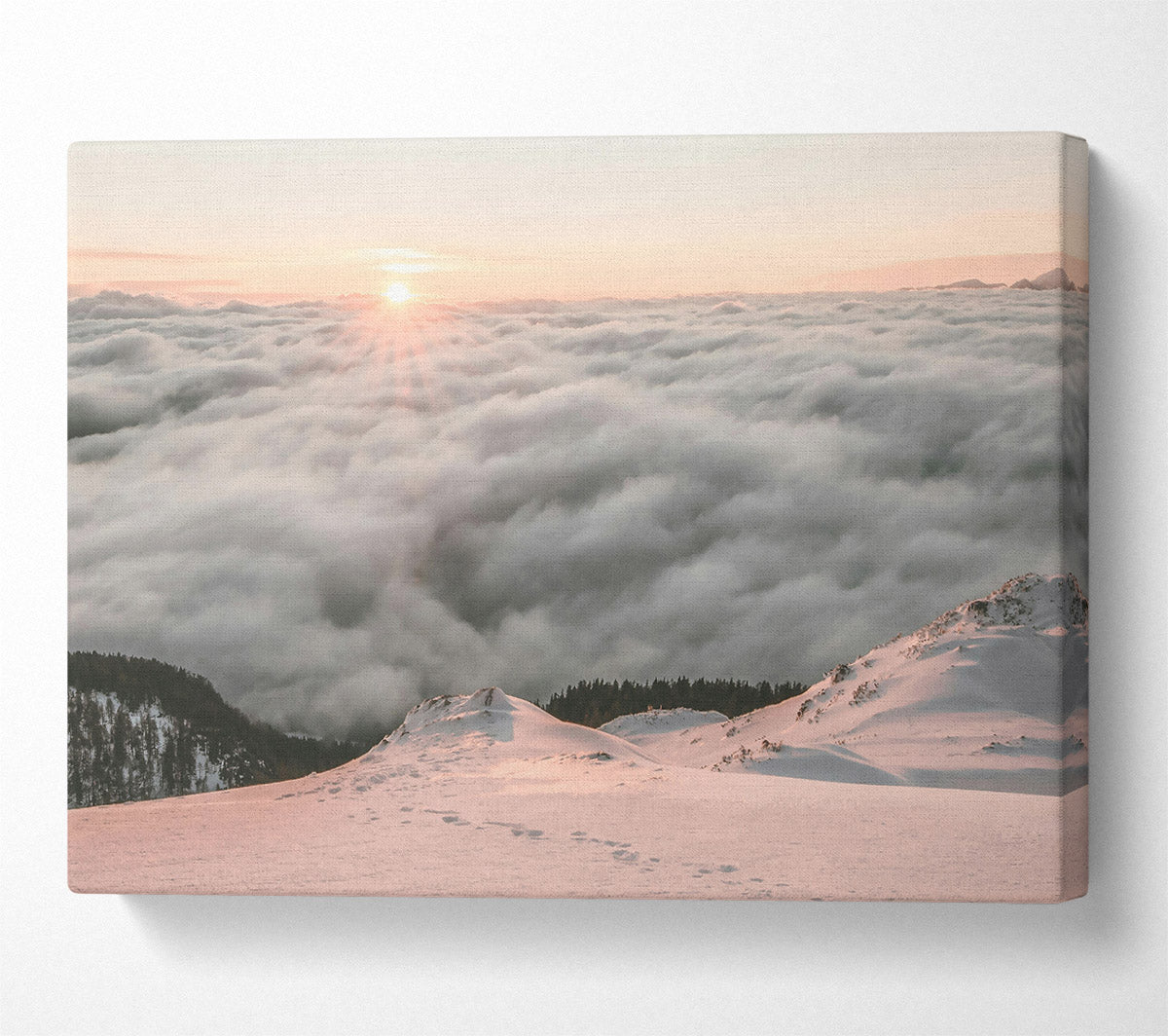 Pink Sky Above Clouds Canvas Wall Art