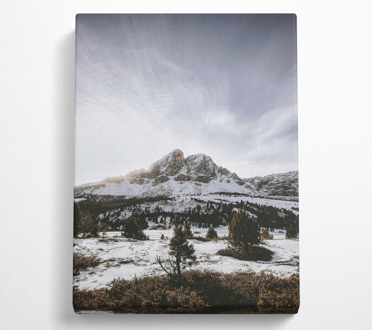 White Peaks In Winter Canvas Wall Art