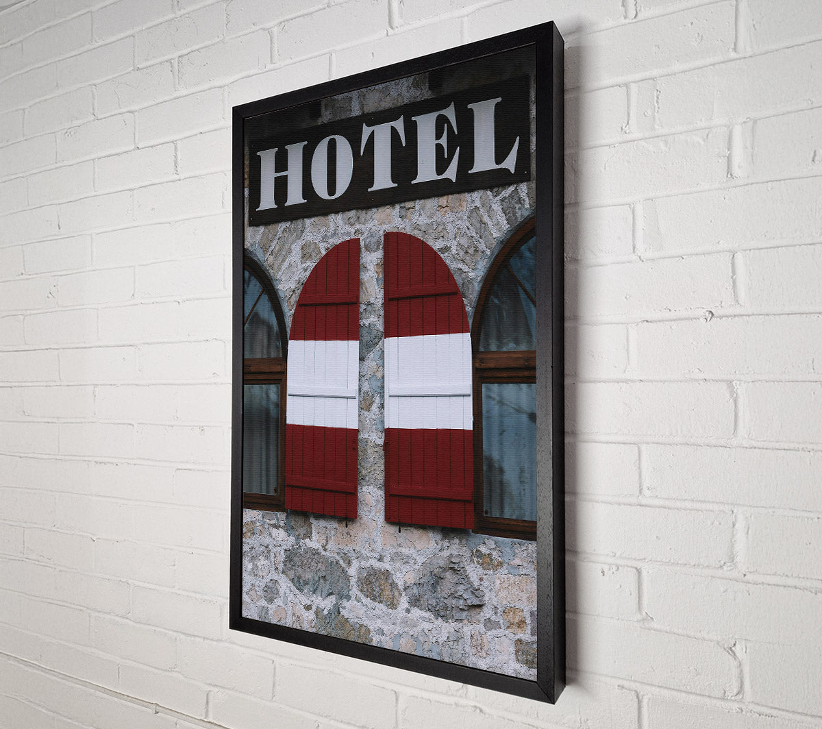 Red Hotel Shutters Canvas Wall Art