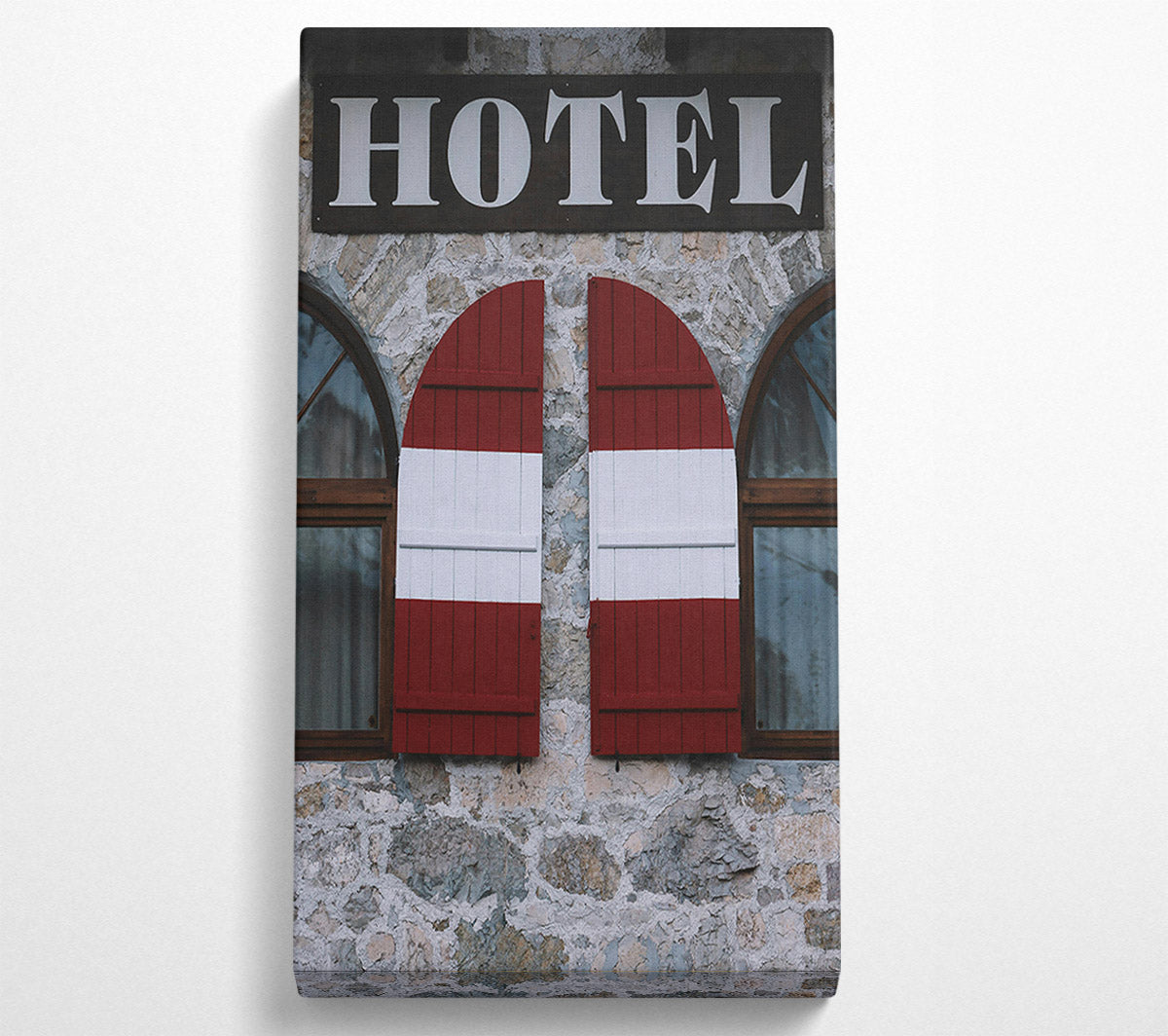 Red Hotel Shutters Canvas Wall Art