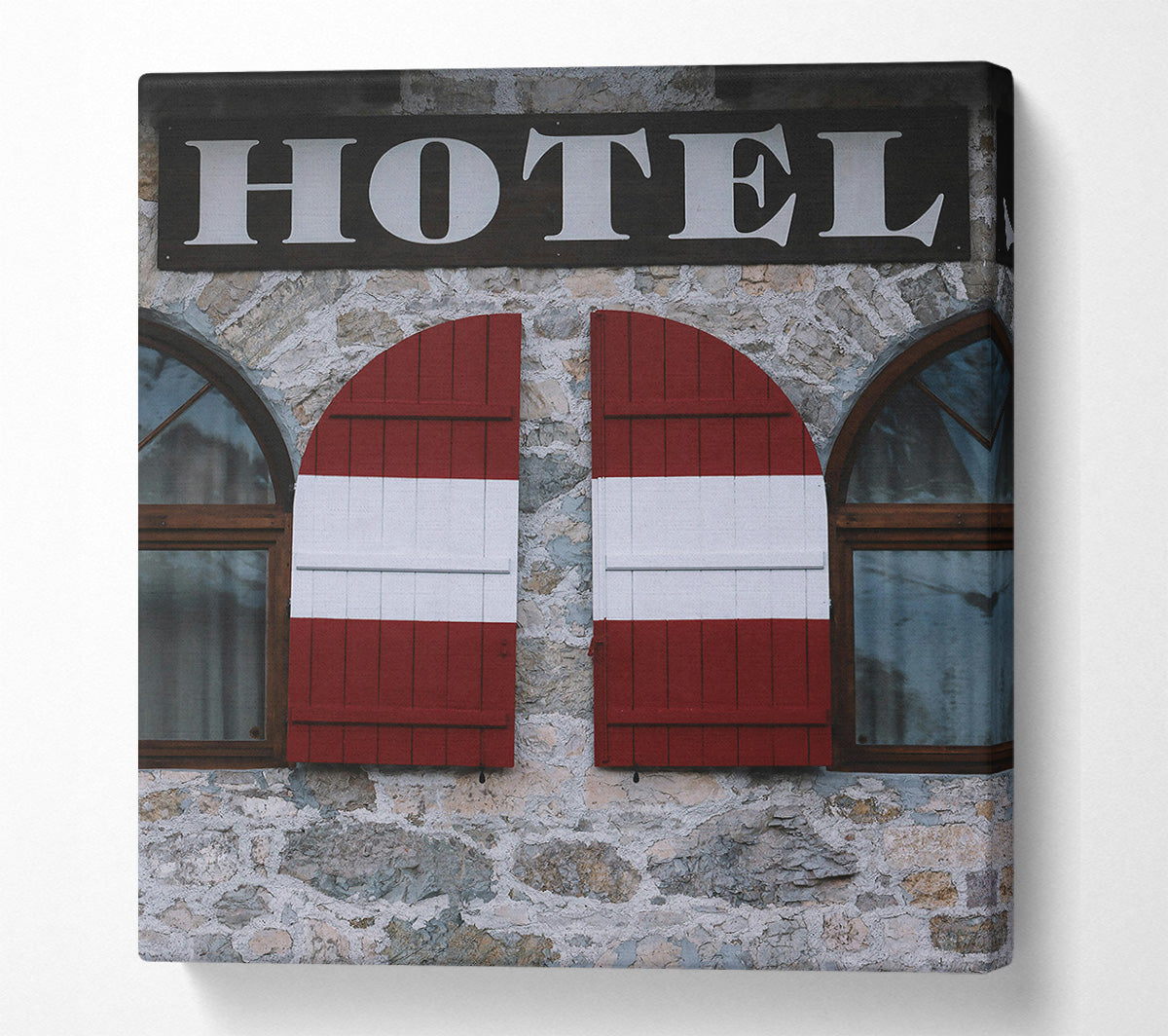 Red Hotel Shutters Canvas Wall Art