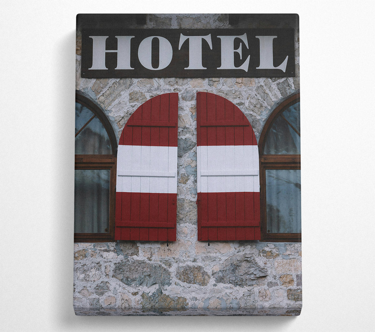 Red Hotel Shutters Canvas Wall Art