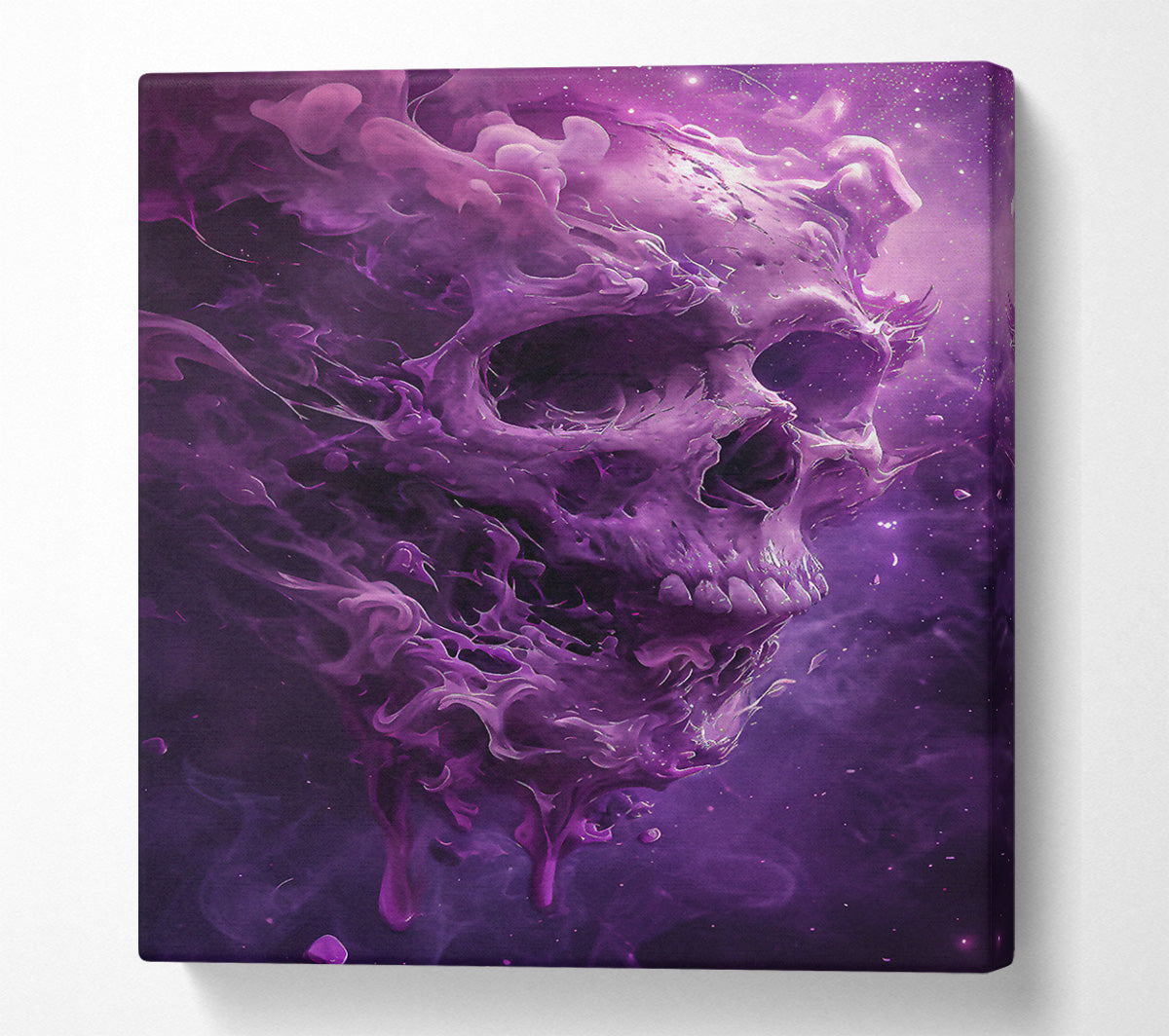 Purple Cosmic Skull Canvas Wall Art