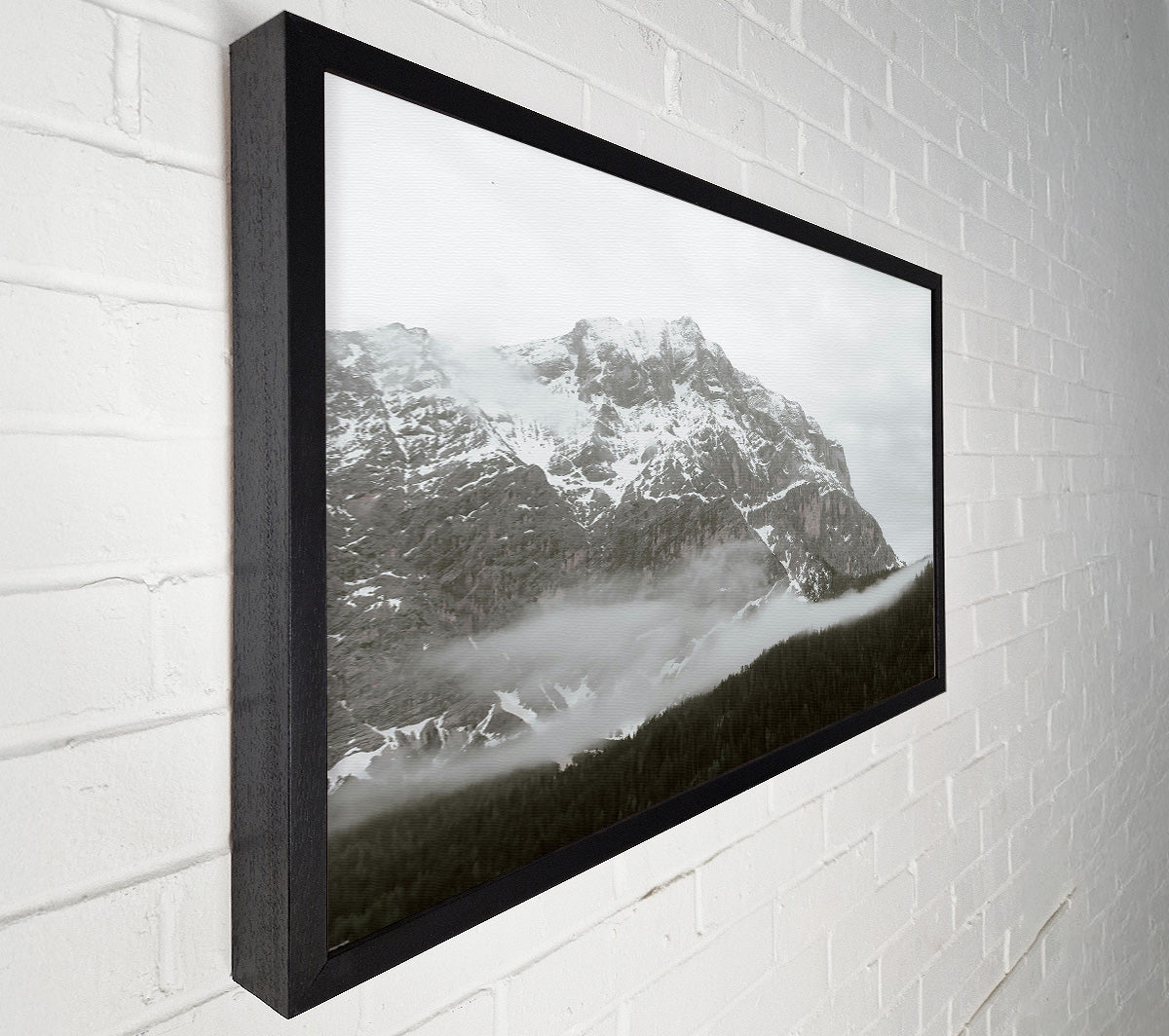 White Peak Through Fog Canvas Wall Art