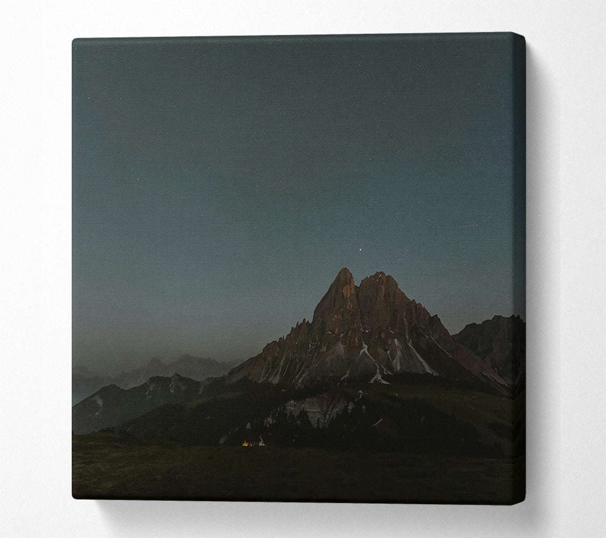 Starry Brown Mountain Canvas Wall Art