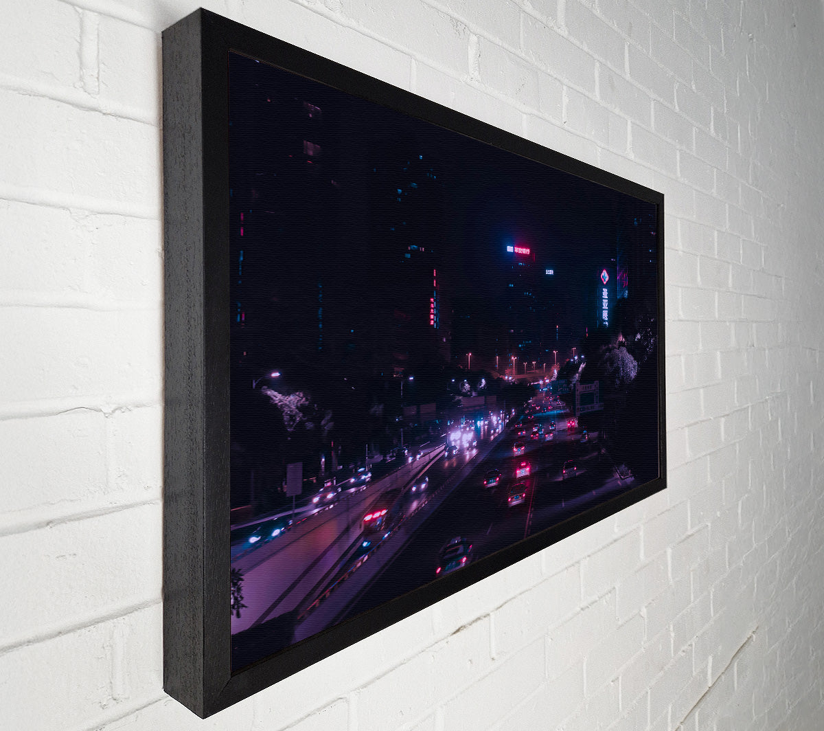 Pink Neon Highway Canvas Wall Art