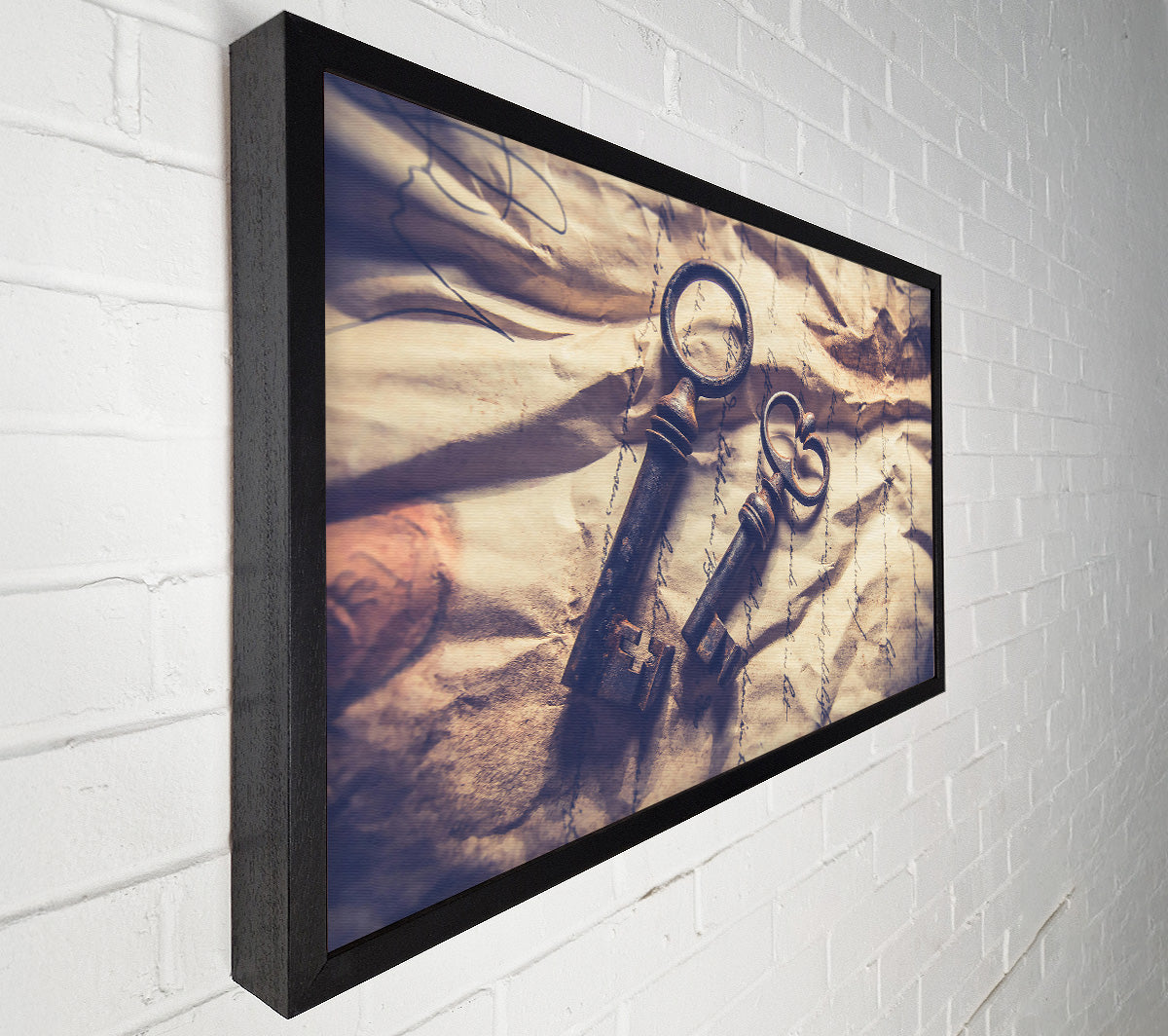 Rusty Keys On Cream Paper Canvas Wall Art