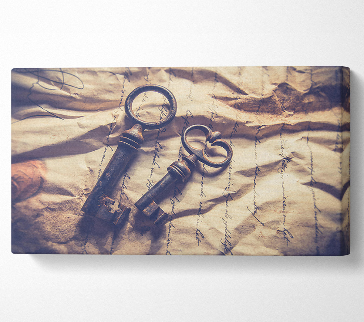 Rusty Keys On Cream Paper Canvas Wall Art