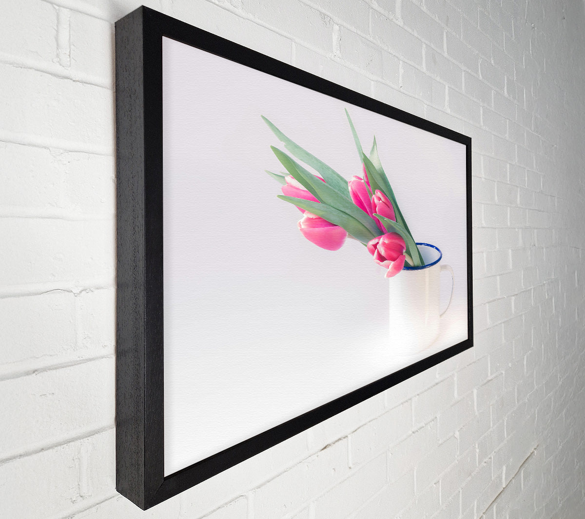 Pink Tulips In White Mug Canvas Wall Art