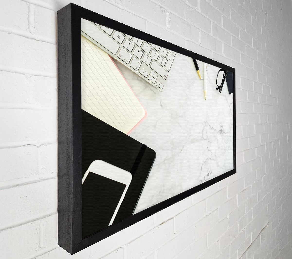 White Marble Workspace Canvas Wall Art