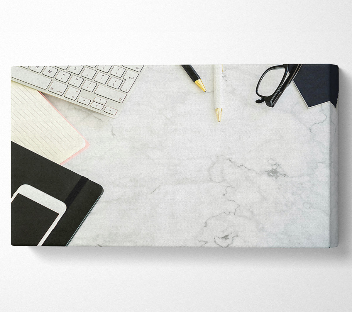 White Marble Workspace Canvas Wall Art