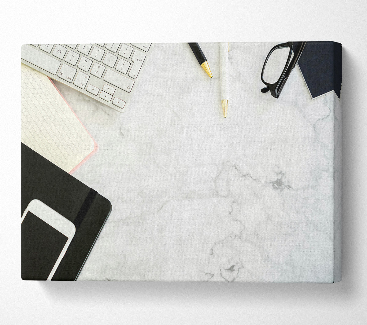 White Marble Workspace Canvas Wall Art