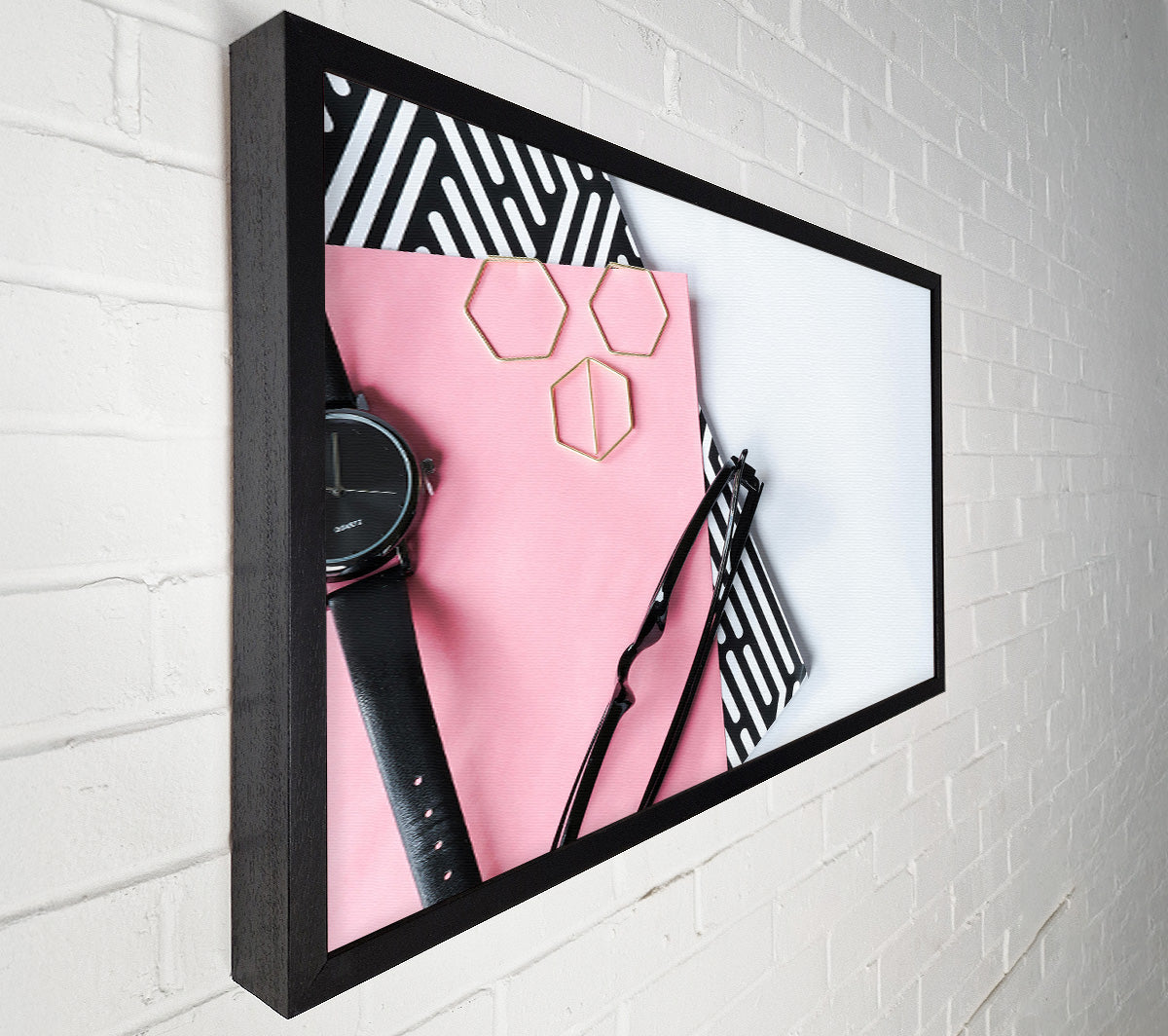 Pink & Black Abstract Canvas Wall Art
