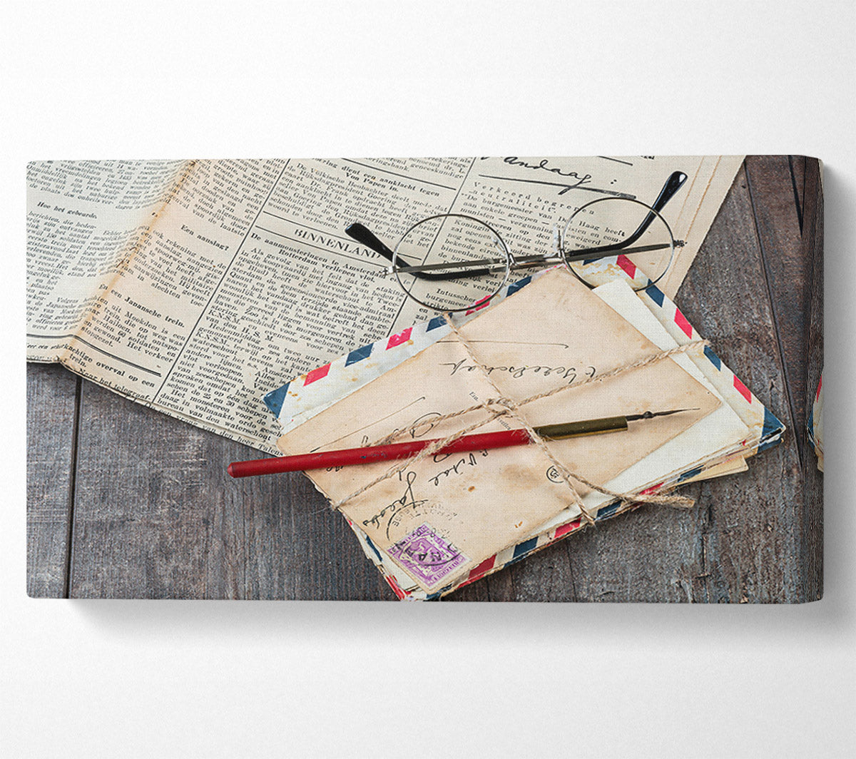 Red Tattered Letters Canvas Wall Art
