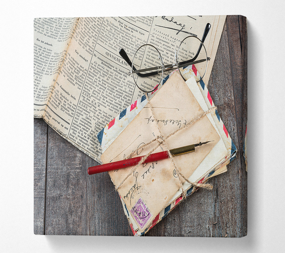 Red Tattered Letters Canvas Wall Art