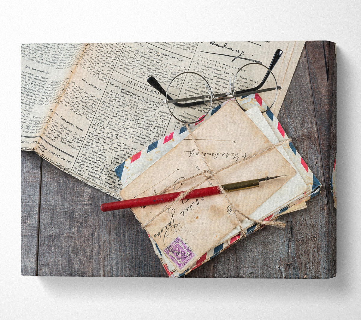 Red Tattered Letters Canvas Wall Art