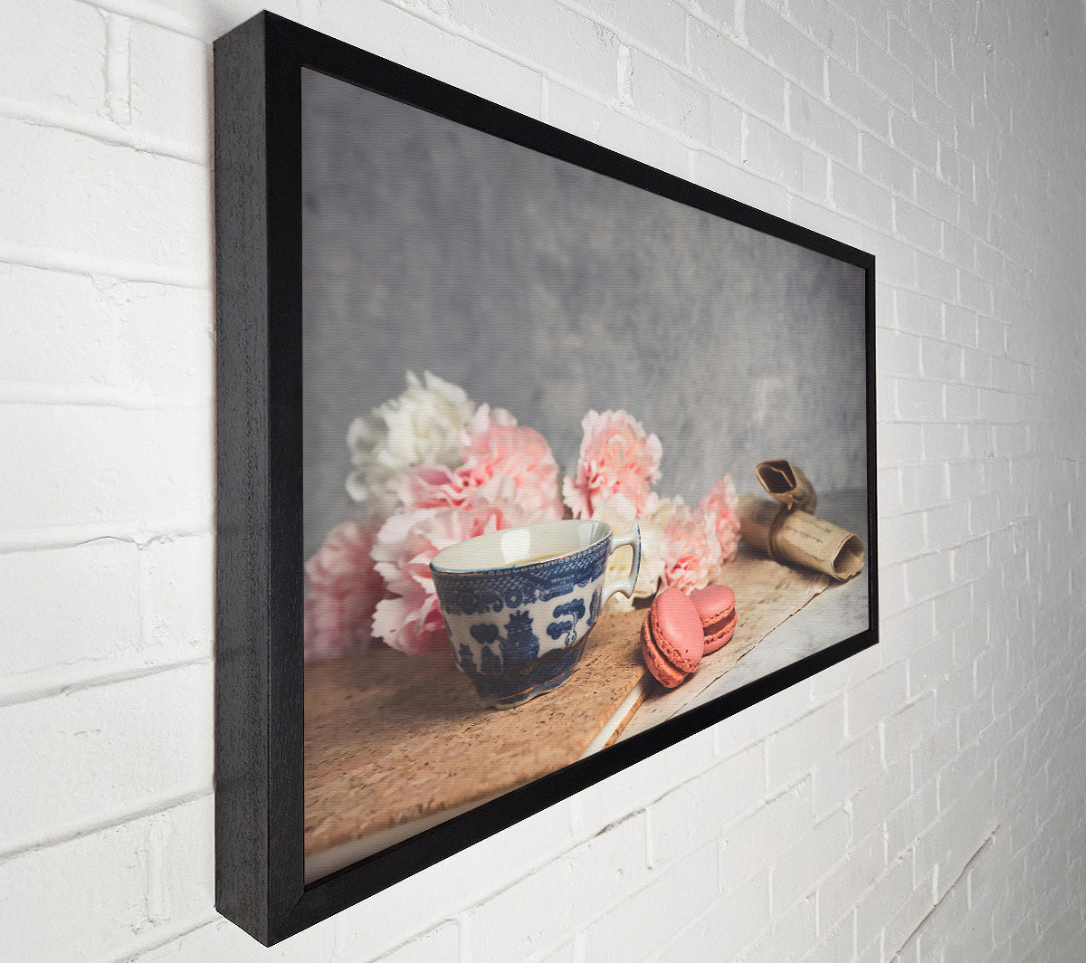 Pink Tea And Macarons Canvas Wall Art