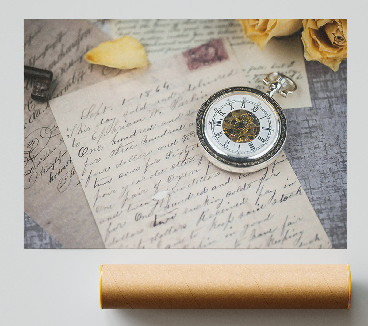 Silver Time And Letters Print