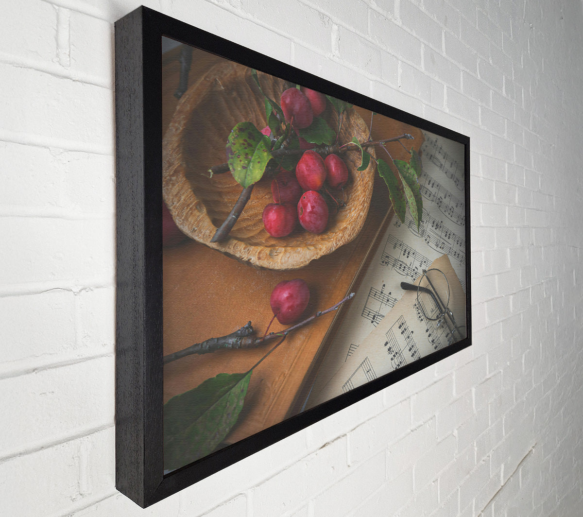 Red Notes And Leaves Canvas Wall Art