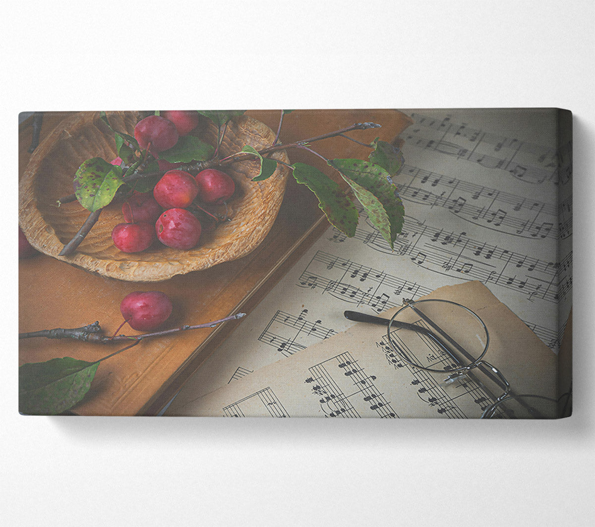 Red Notes And Leaves Canvas Wall Art