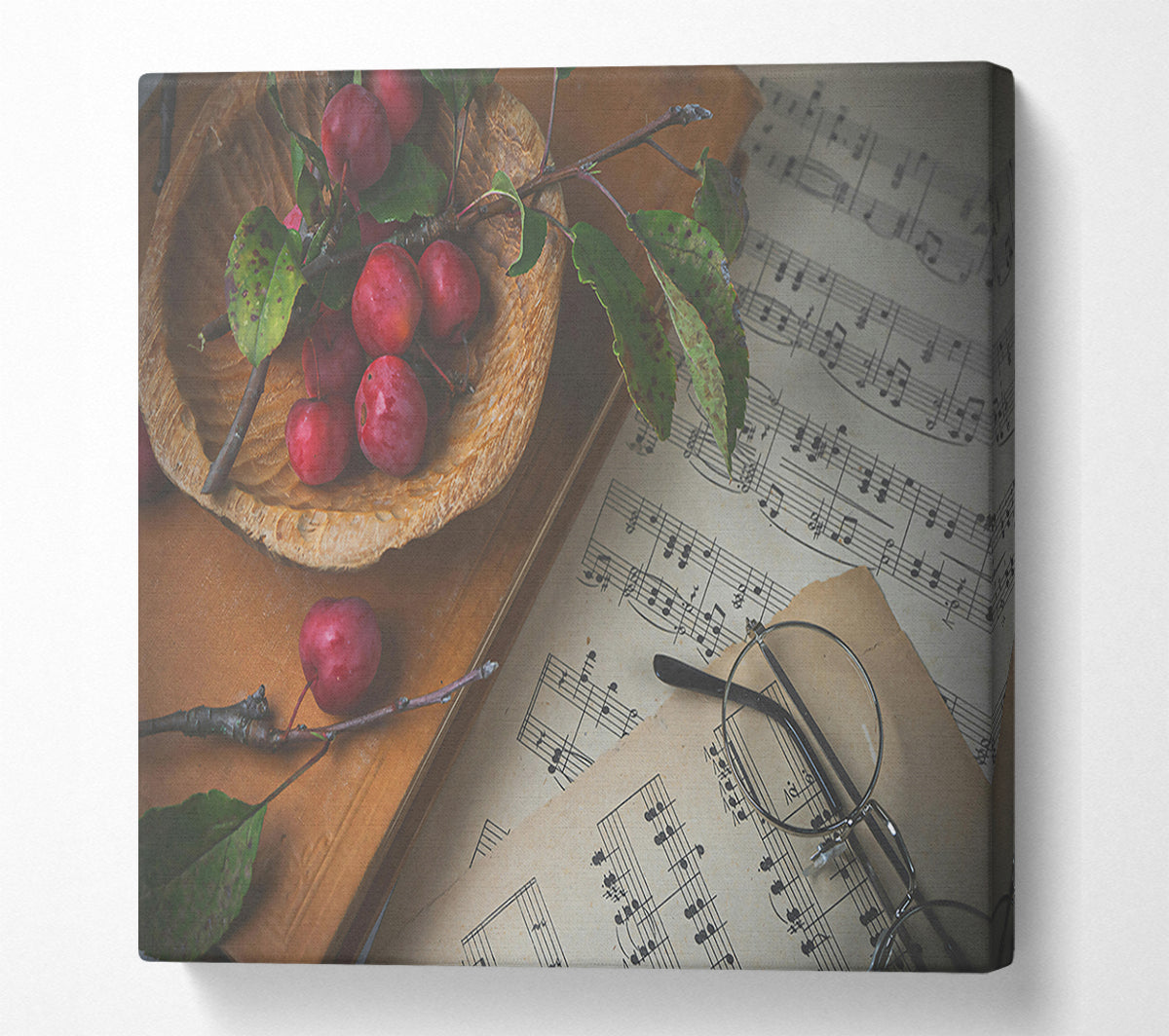 Red Notes And Leaves Canvas Wall Art