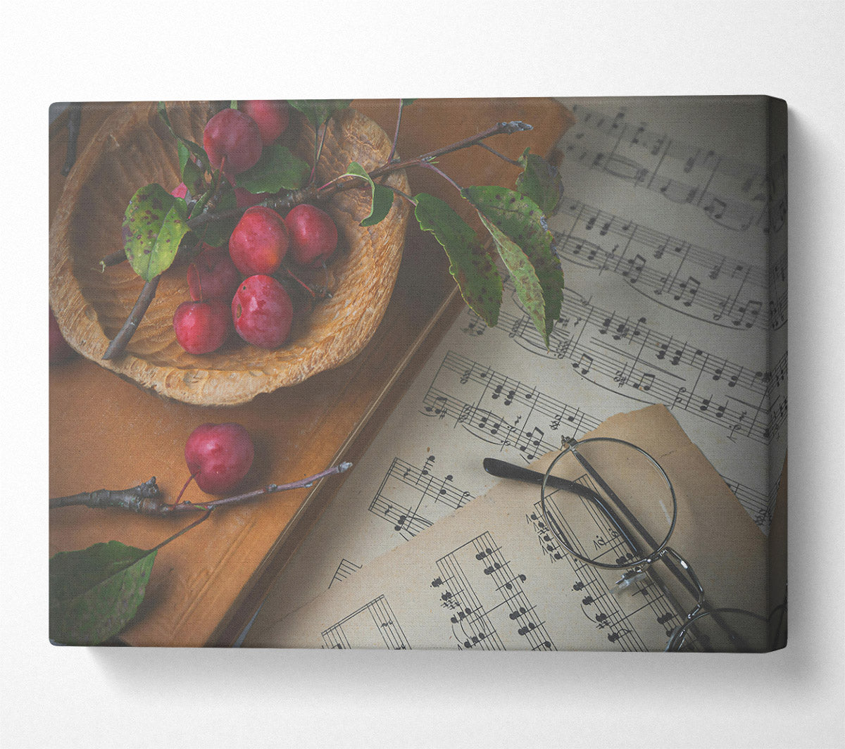 Red Notes And Leaves Canvas Wall Art
