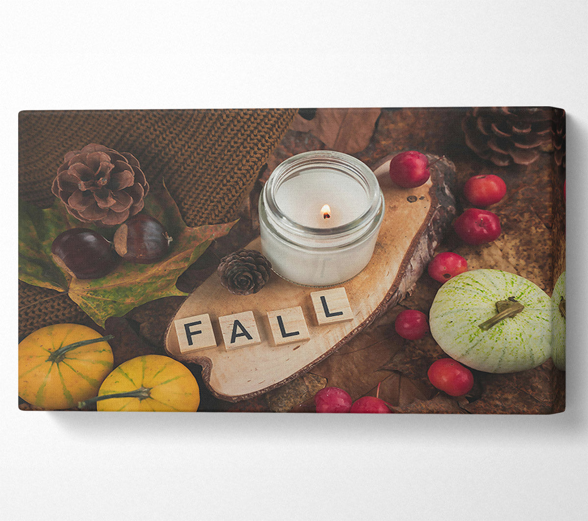 White Fall Candlelight Canvas Print