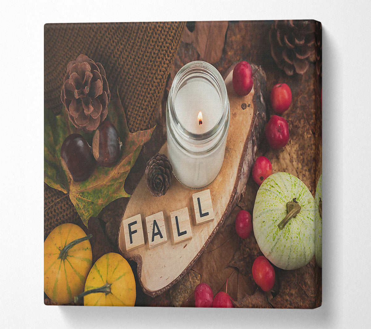 White Fall Candlelight Canvas Print