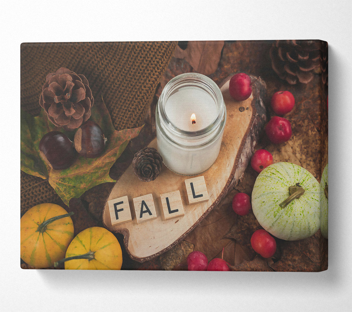 White Fall Candlelight Canvas Print