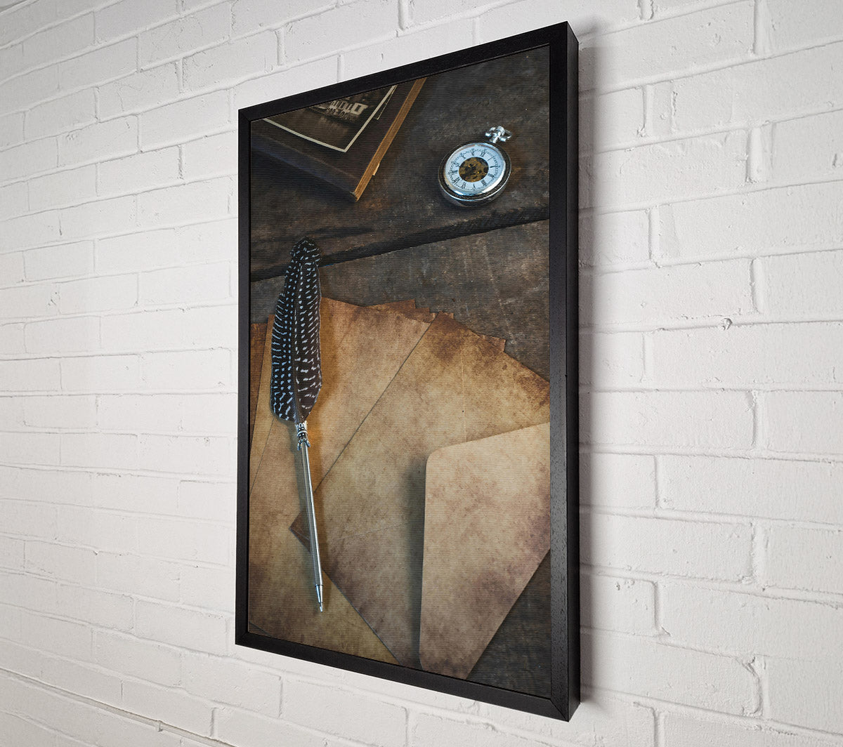 Tanned Feather And Time Canvas Wall Art