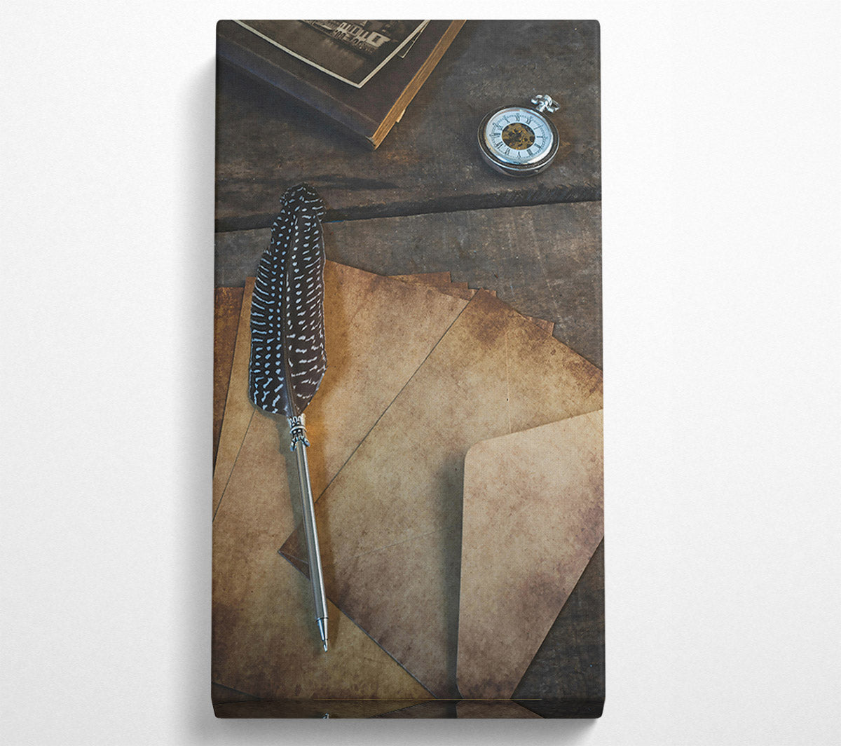 Tanned Feather And Time Canvas Wall Art