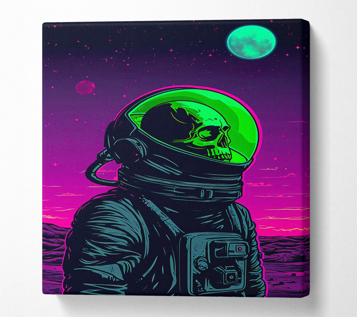 Skull In Space Canvas Wall Art