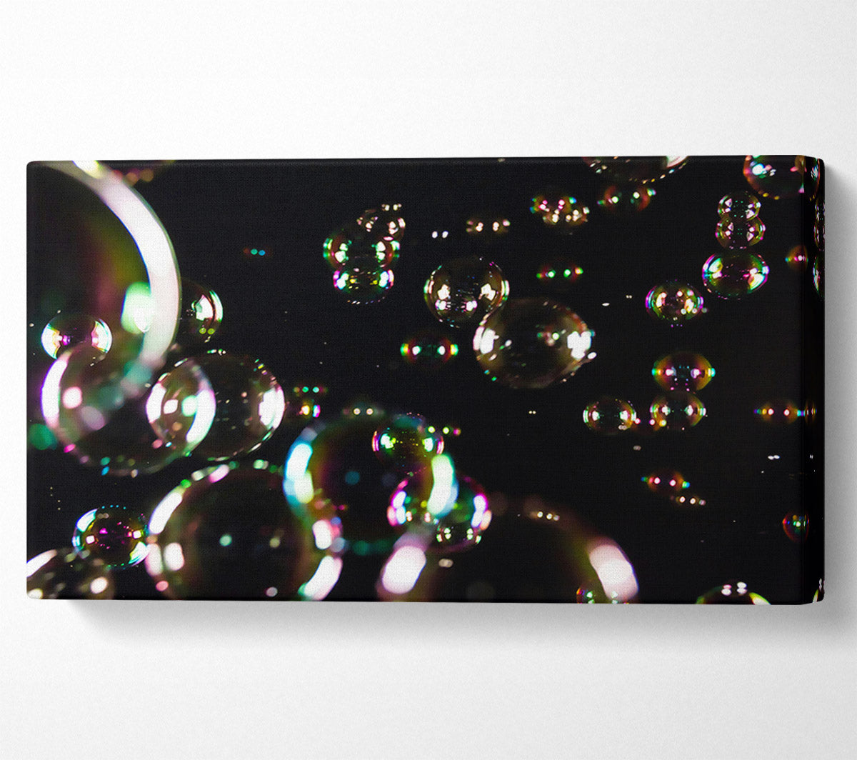 Rainbow Bubbles In The Night Canvas Wall Art