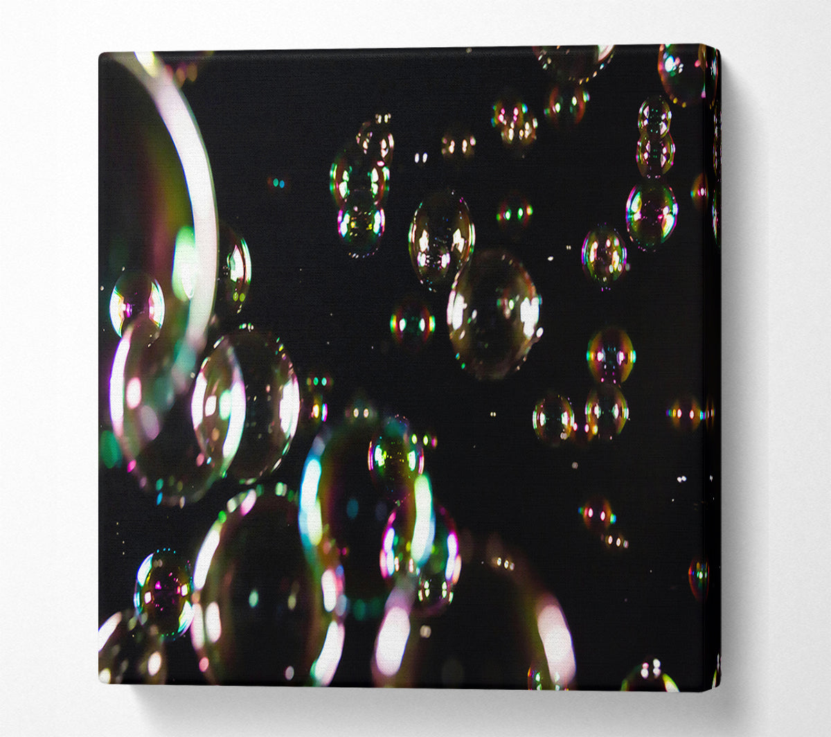 Rainbow Bubbles In The Night Canvas Wall Art