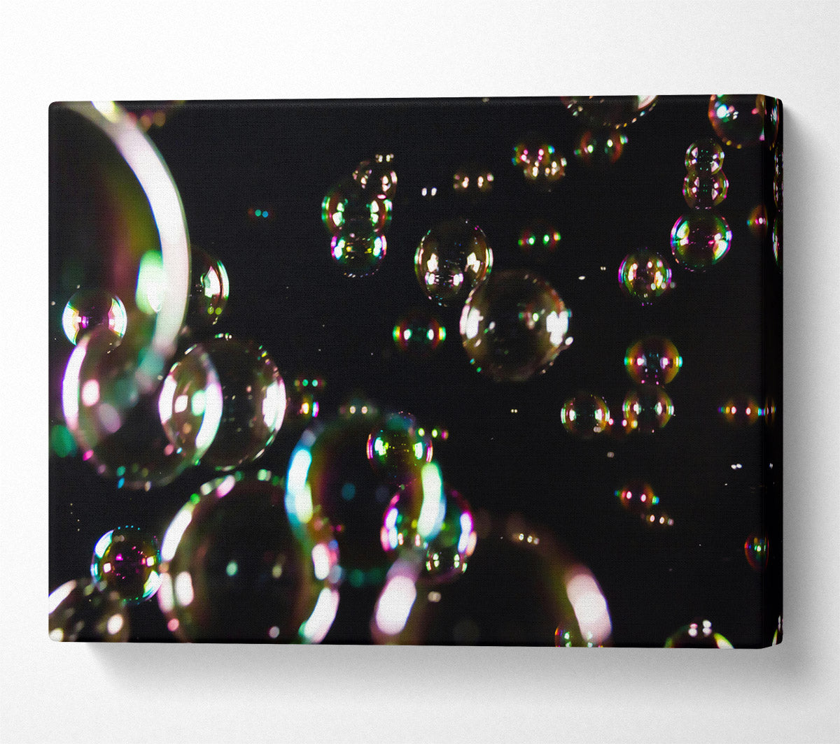 Rainbow Bubbles In The Night Canvas Wall Art