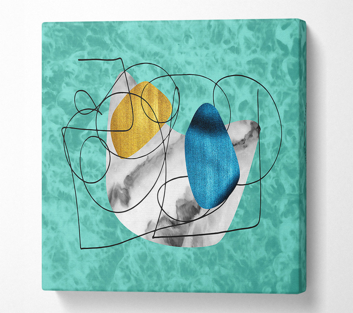 Turquoise Abstract Shapes Canvas Wall Art