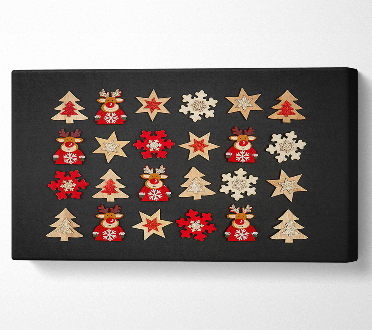 Red And Gold Reindeer Dreams Canvas Wall Art
