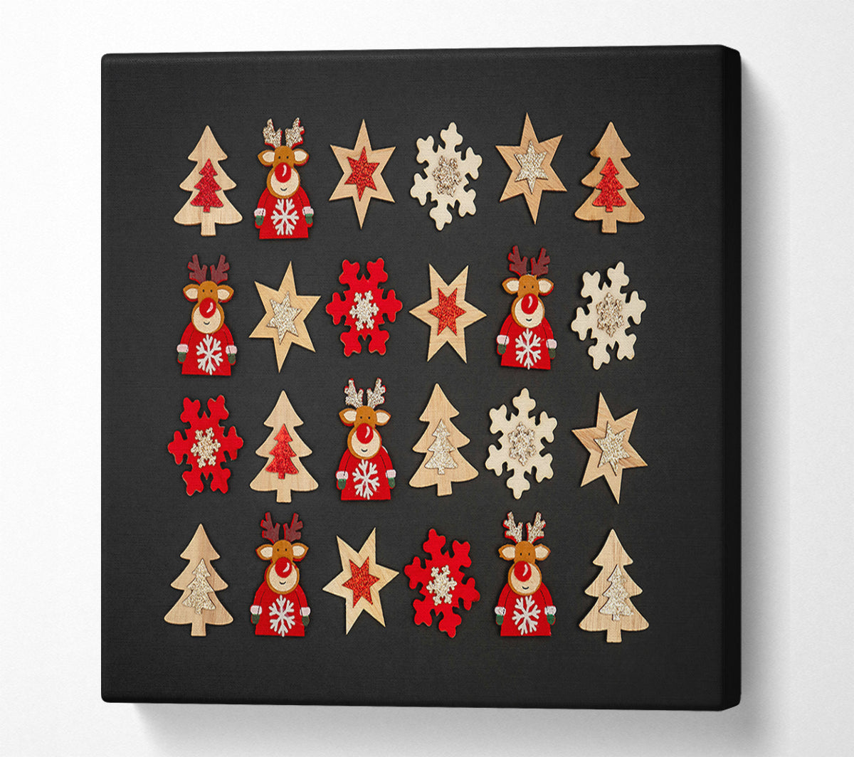 Red And Gold Reindeer Dreams Canvas Wall Art