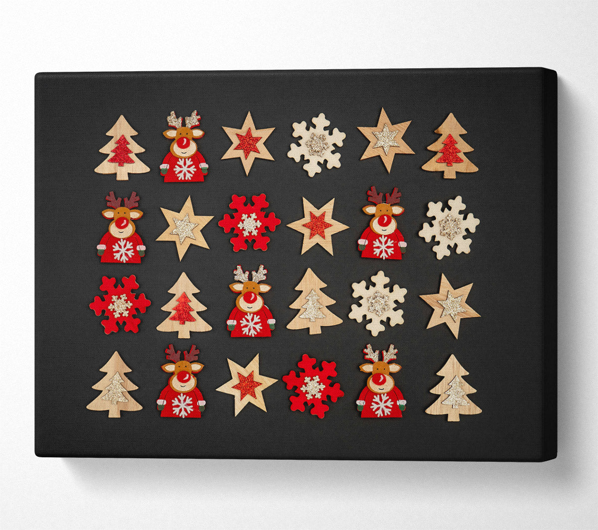 Red And Gold Reindeer Dreams Canvas Wall Art