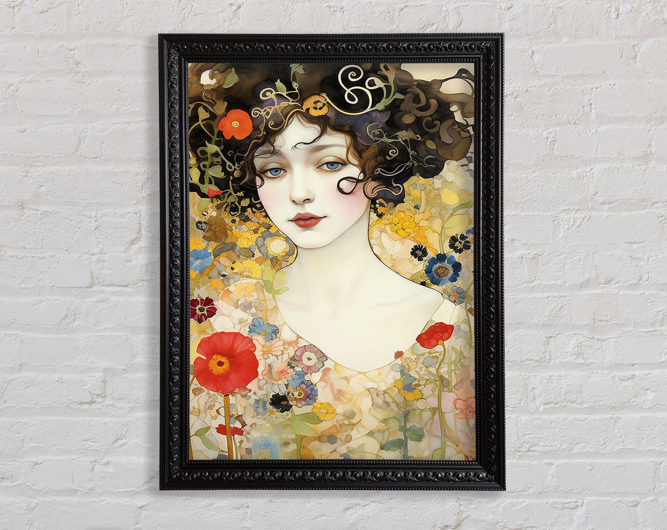 Spring Garden Lady Klimt Style Framed Print