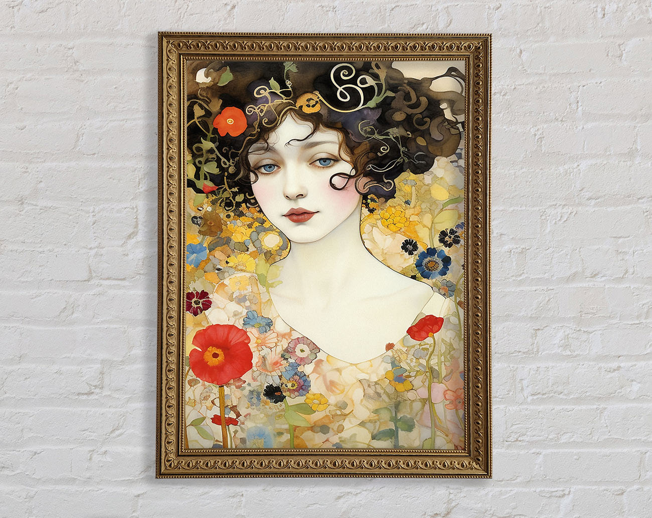 Spring Garden Lady Klimt Style Framed Print